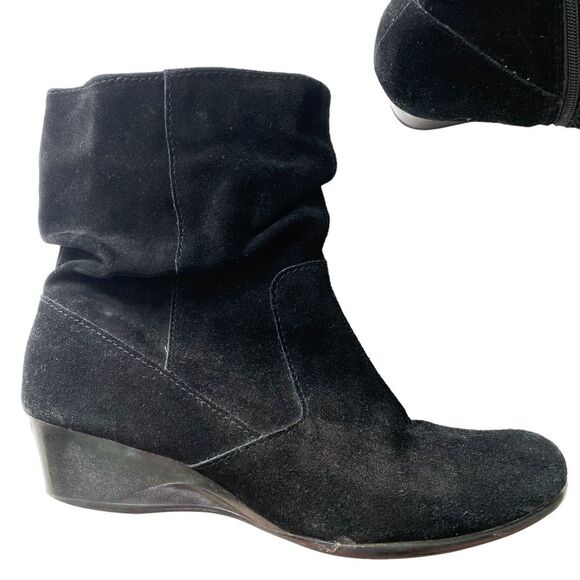 Nicara Black Suede Scrunch Ankle Heeled Womens Fashion Boot Size 8.5 - Picture 6 of 6
